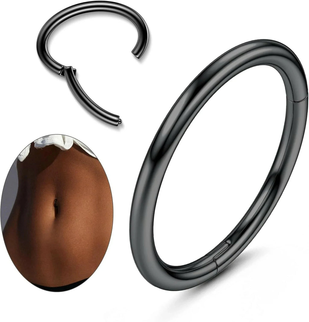 14G Clicker White Gold Plated Hoop Belly Button Rings Shiny CZ Belly Button Clicker