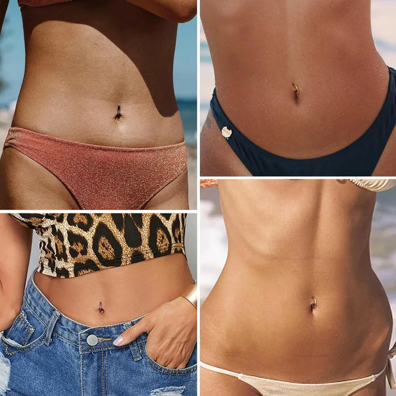 14G Clicker White Gold Plated Hoop Belly Button Rings Shiny CZ Belly Button Clicker