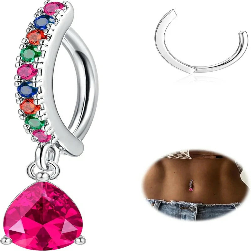 14G Clicker Belly Rings 316L Surgical Steel Dangle Belly Button Ring