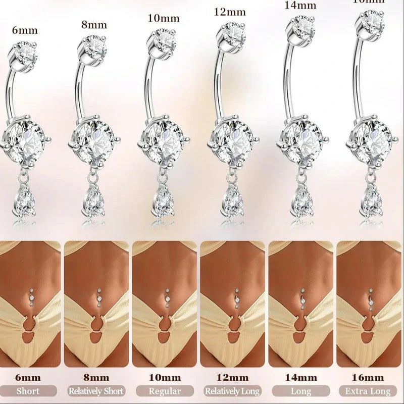 14G G23 Titanium Dangle Belly Button Ring Teardrop Navel Ring Hypoallergenic