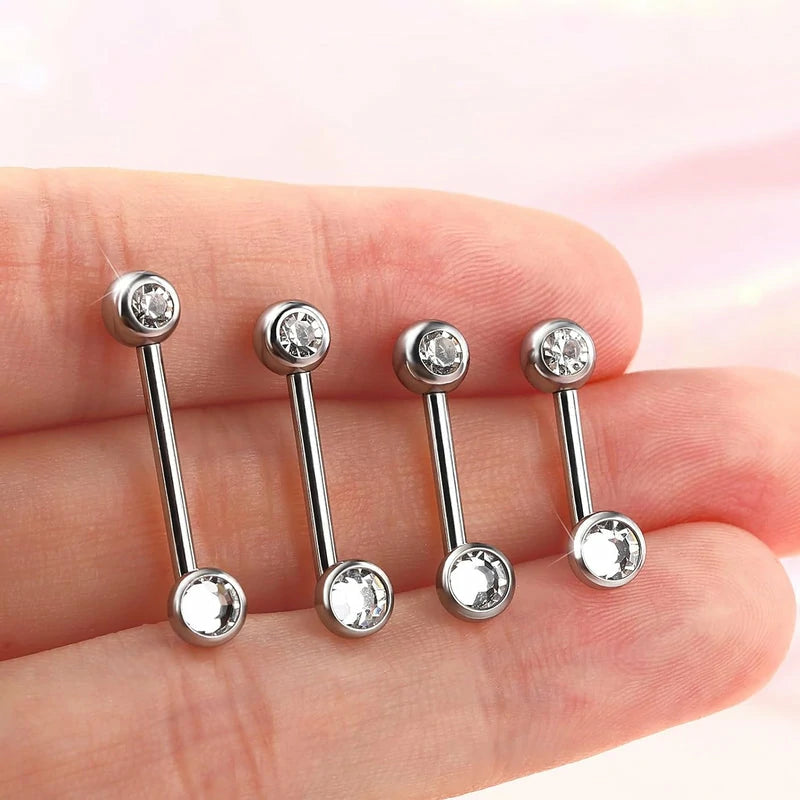 14G Stainless Steel 316L Belly Button Ring Transparent Round CZ Navel Piercing