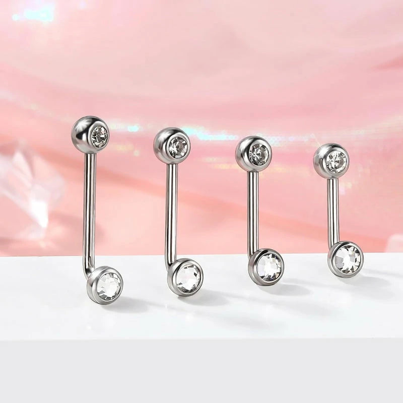 14G Stainless Steel 316L Belly Button Ring Transparent Round CZ Navel Piercing