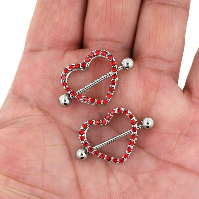 14G Nipple Barbell 316L Surgical Stainless Steel Heart Shape Body Nipple Piercing