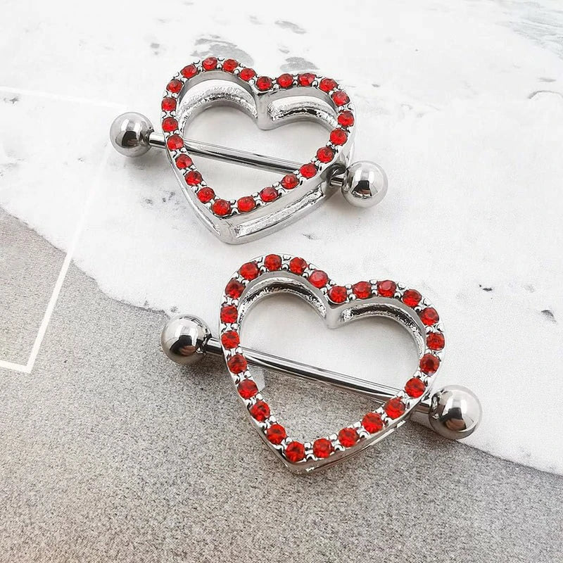 14G Nipple Barbell 316L Surgical Stainless Steel Heart Shape Body Nipple Piercing