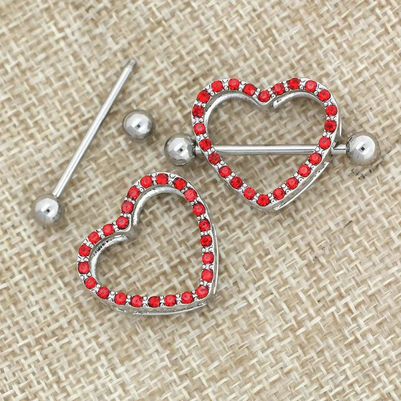 14G Nipple Barbell 316L Surgical Stainless Steel Heart Shape Body Nipple Piercing