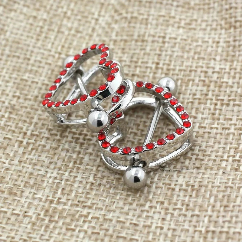 14G Nipple Barbell 316L Surgical Stainless Steel Heart Shape Body Nipple Piercing