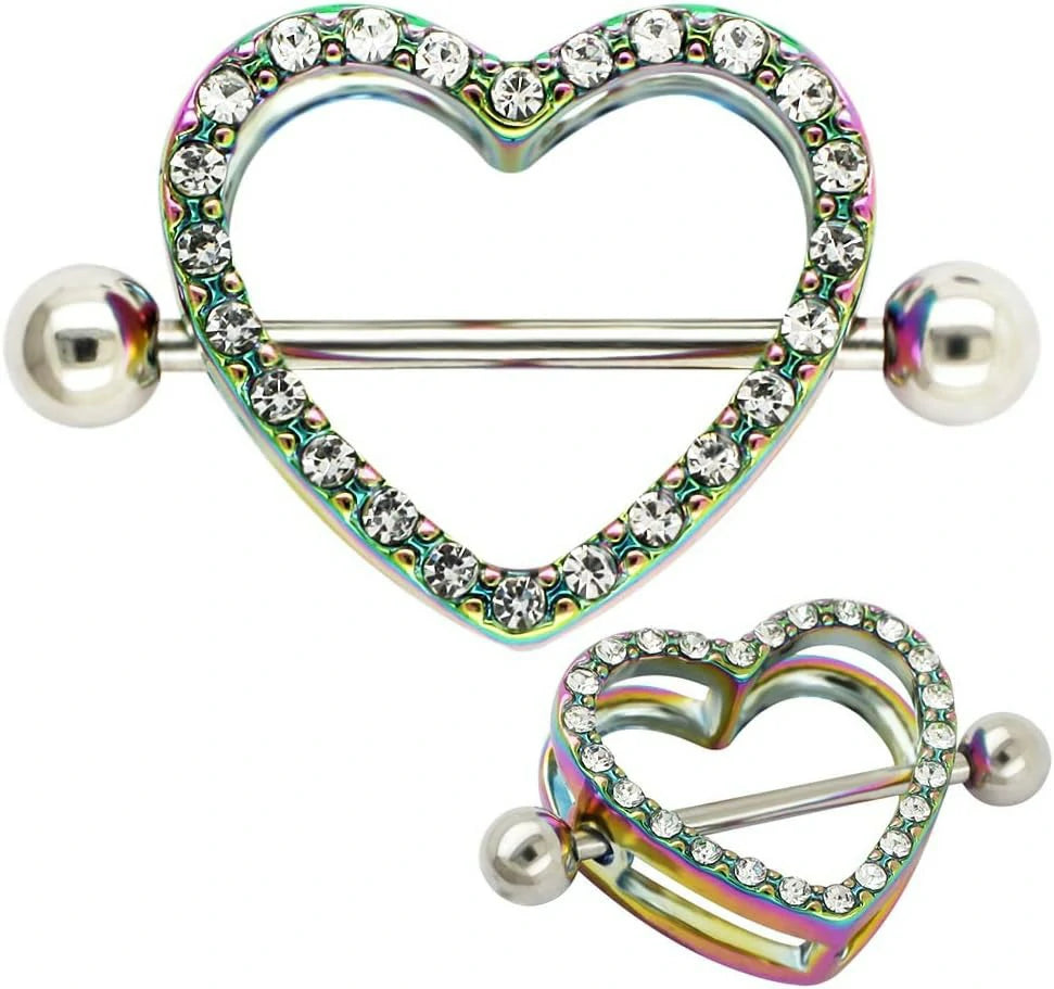 14G Nipple Barbell 316L Surgical Stainless Steel Heart Shape Body Nipple Piercing