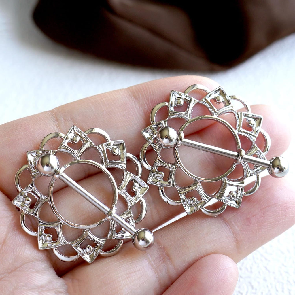 14G Nipple Piercing Jewelry, Nipple Rings Surgical Steel for Men and Women, Nipple Shields Barbell Rings - QIAO CrystalQIAO CrystalQIAO Crystal