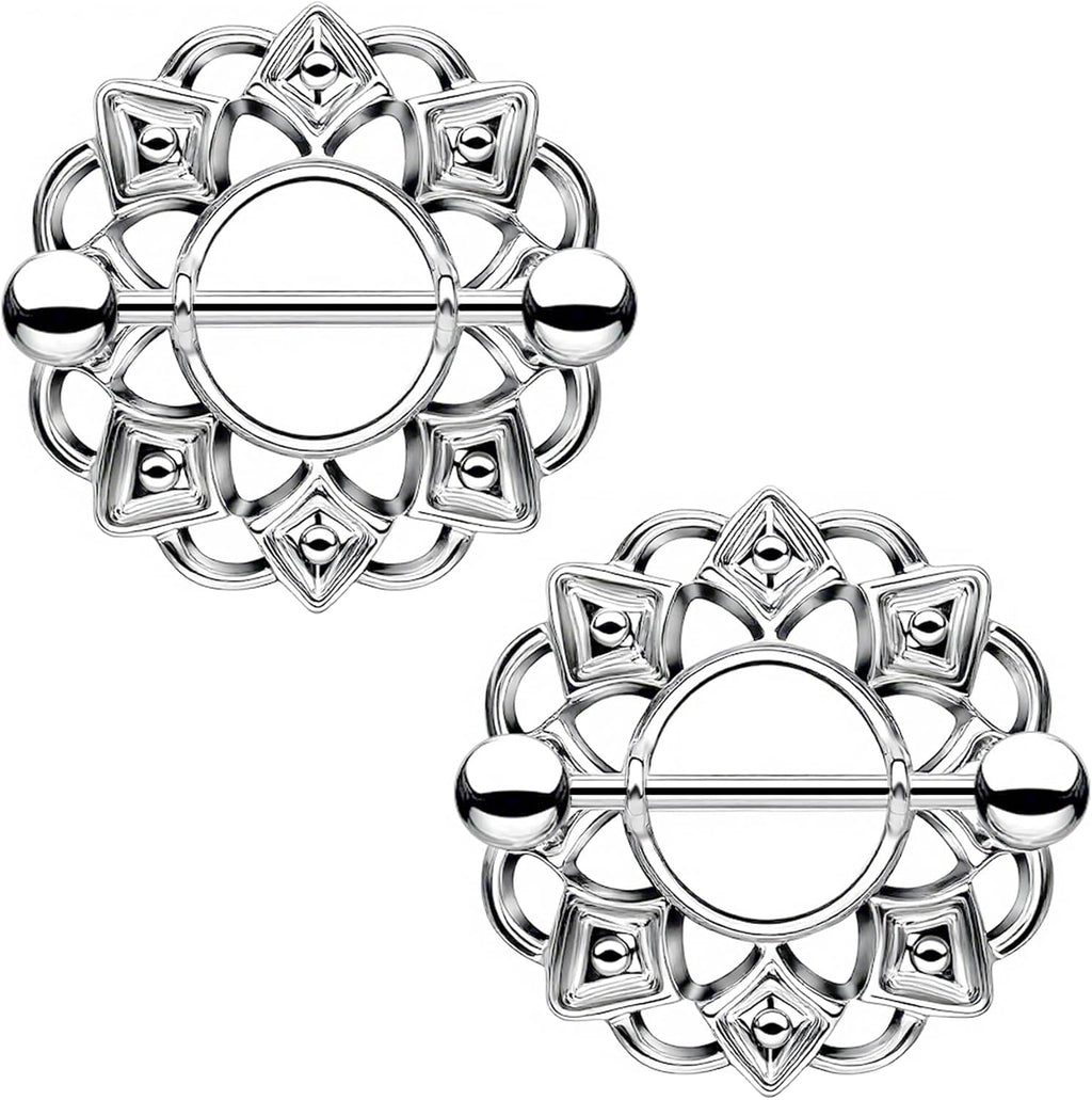 14G Nipple Piercing Jewelry, Nipple Rings Surgical Steel for Men and Women, Nipple Shields Barbell Rings - QIAO CrystalQIAO CrystalQIAO Crystal