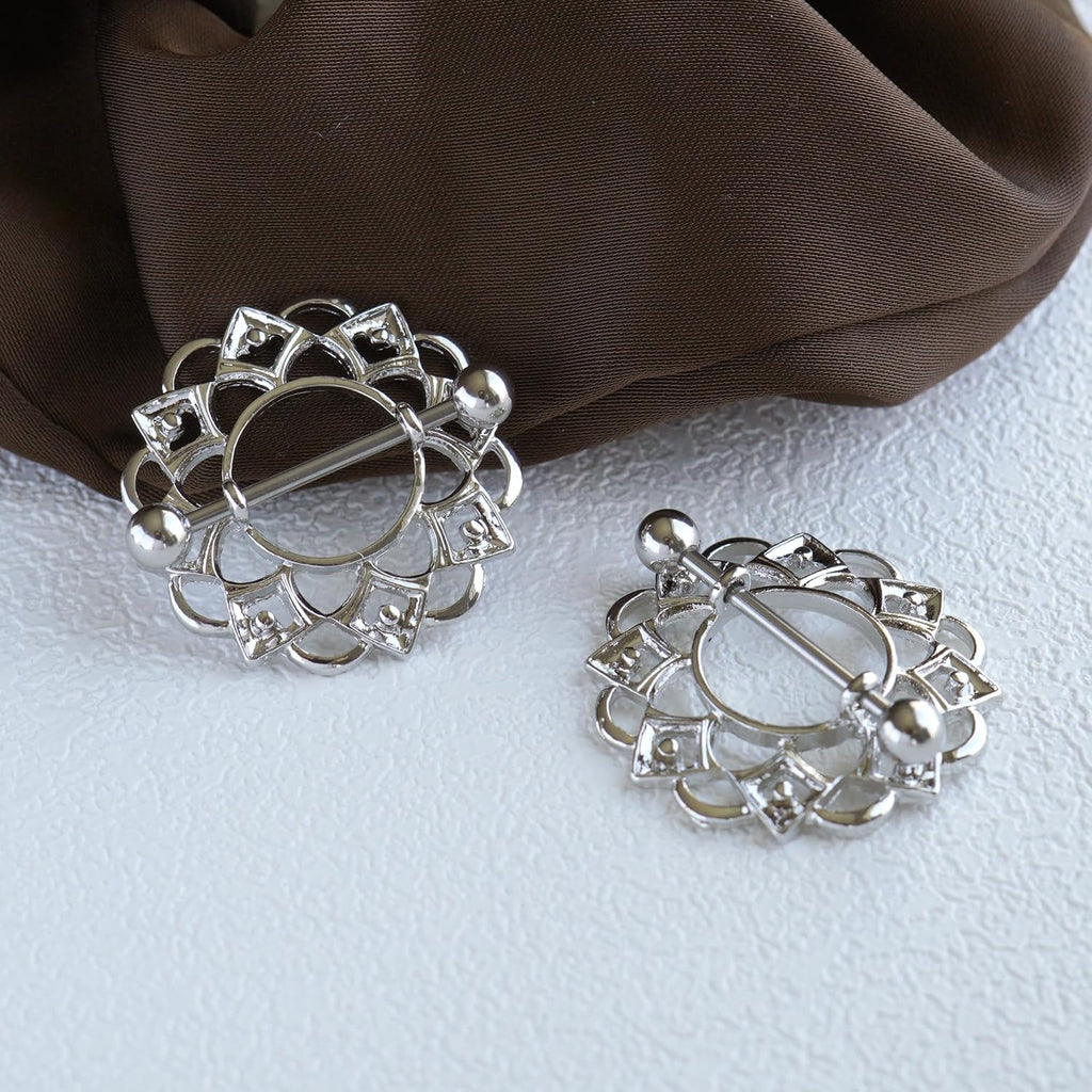 14G Nipple Piercing Jewelry, Nipple Rings Surgical Steel for Men and Women, Nipple Shields Barbell Rings - QIAO CrystalQIAO CrystalQIAO Crystal