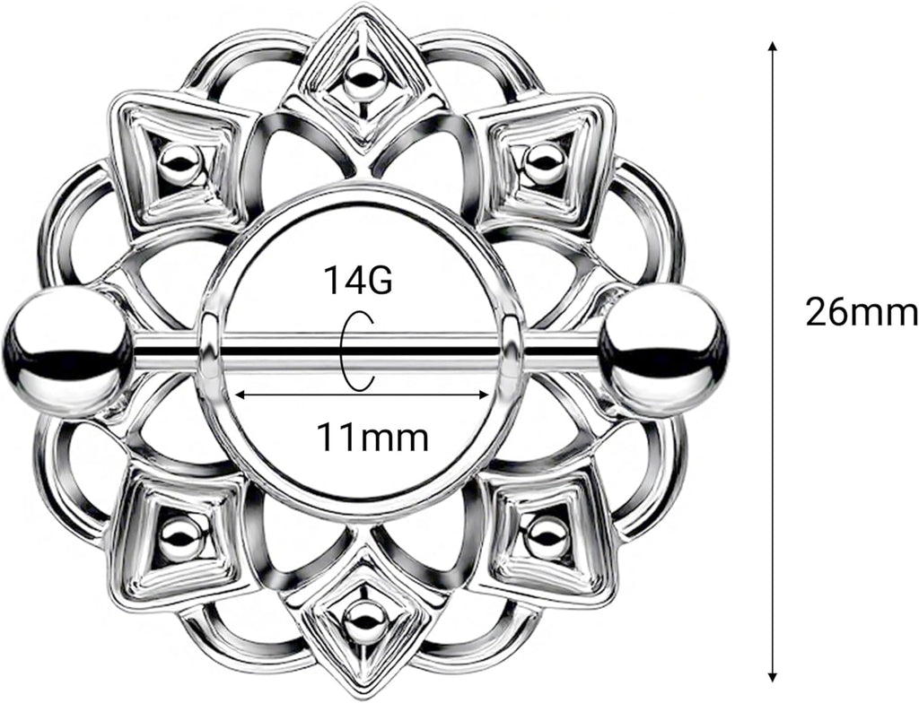 14G Nipple Piercing Jewelry, Nipple Rings Surgical Steel for Men and Women, Nipple Shields Barbell Rings - QIAO CrystalQIAO CrystalQIAO Crystal