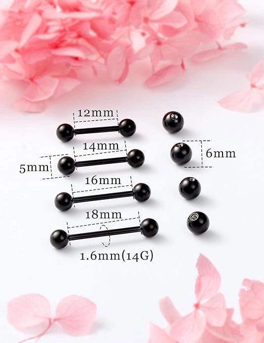 14g-nipple-tongue-rings-stainless-steel-straight-barbells-piercing-jewelry-short-long-bar-silver-black-gold-bridge-piercings-for-women-men-12mm-14mm-16mm-black-14G-8pcs-size