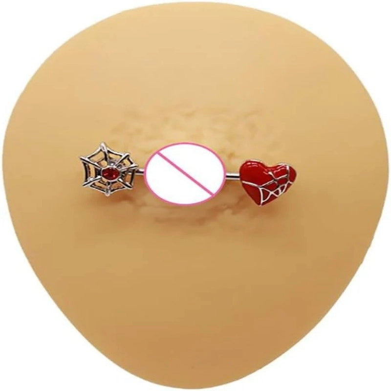 14G Spider Web Heart Asymmetrical Nipple Rings Stainless Steel Acrylic Nipple Piercing Jewelry