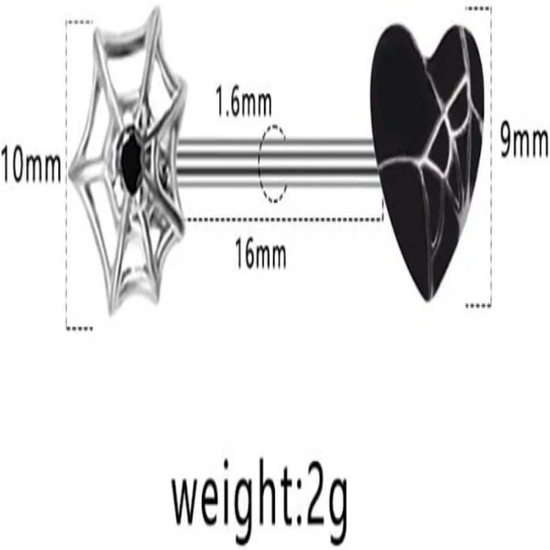 14G Spider Web Heart Nipple Rings for Women Stainless Steel Barbell Halloween Nipplerings Barbell Nipple