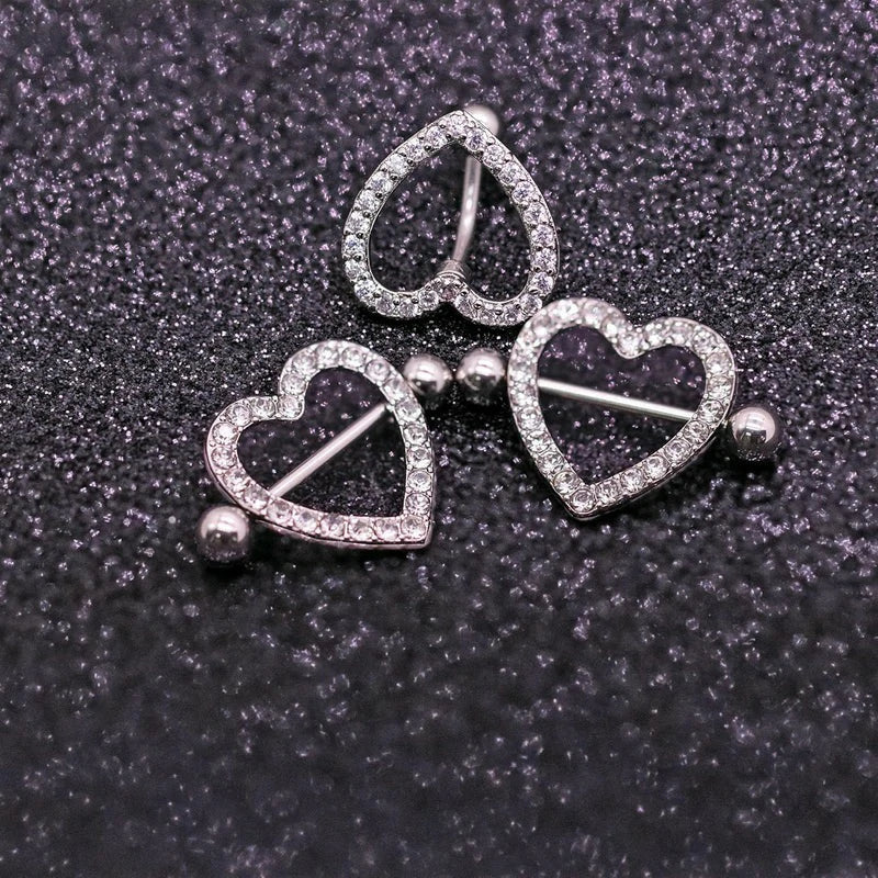 14G Stainless Steel Butterfly and Heart Nipple Rings 316L Butterfly and Heart Barbell Rings