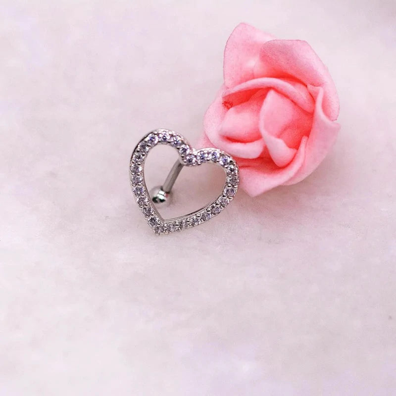 14G Stainless Steel Butterfly and Heart Nipple Rings 316L Butterfly and Heart Barbell Rings