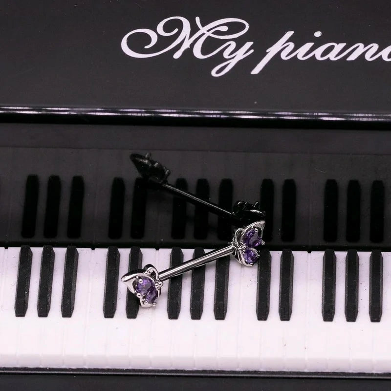 14G Stainless Steel Butterfly Nipple Rings 316L Butterfly Nipple Barbell Rings Body Piercing