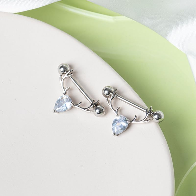 14G Stainless Steel Nipple Ring Clear CZ Butterfly Nipple Barbell 316L Stainless Steel Piercings Jewelry for Women - QIAO CrystalQIAO CrystalQIAO Crystal