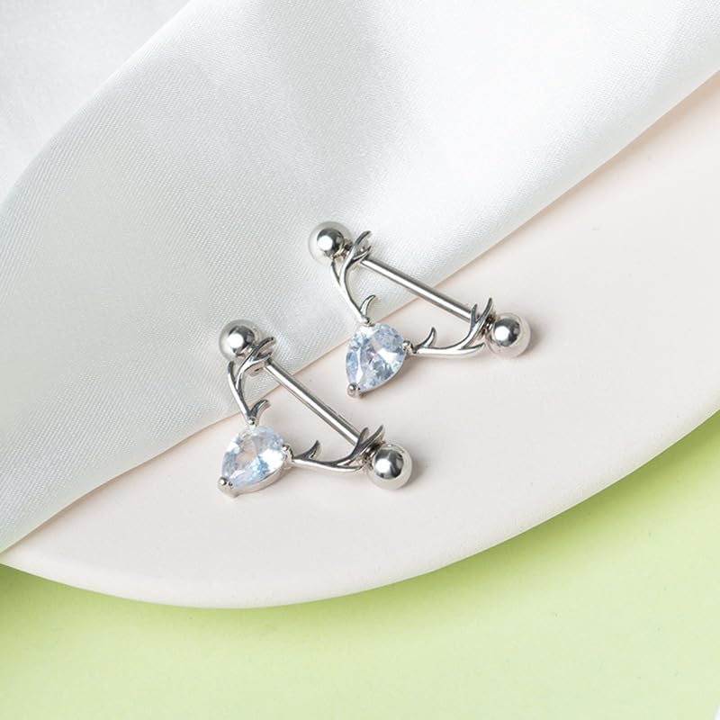 14G Stainless Steel Nipple Ring Clear CZ Butterfly Nipple Barbell 316L Stainless Steel Piercings Jewelry for Women - QIAO CrystalQIAO CrystalQIAO Crystal