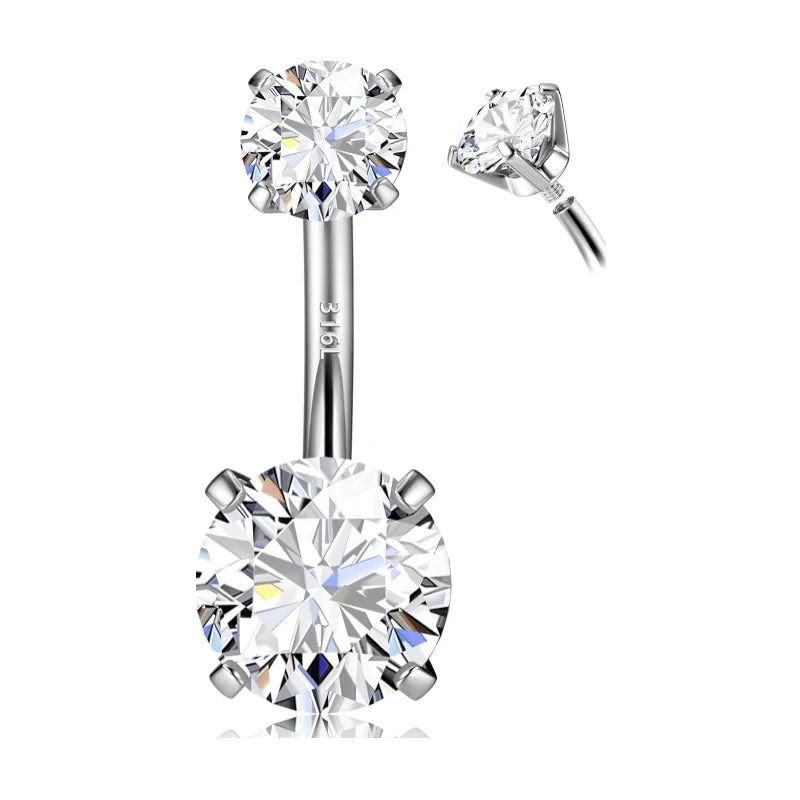 14G Surgical Steel G23 Titanium Sterling Silver 14K Gold Plated Belly Button Rings