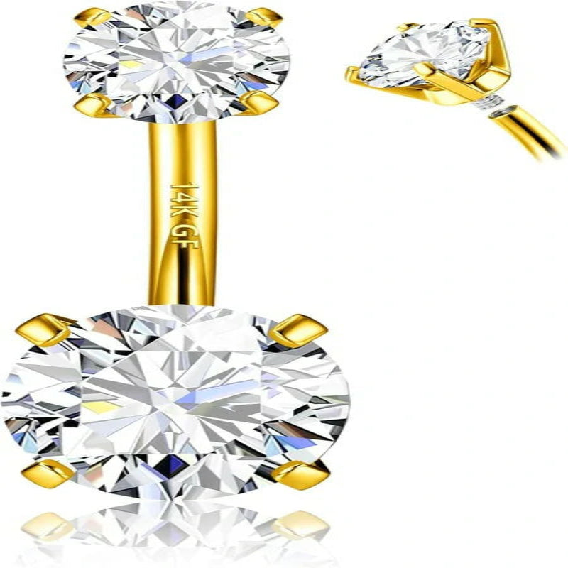 14G Surgical Steel G23 Titanium Sterling Silver 14K Gold Plated Belly Button Rings