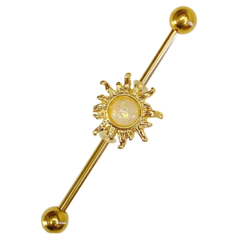 14g-surgical-steel-gold-industrial-barbell-opal-center-golden-blazing-sun-industrial-earrings