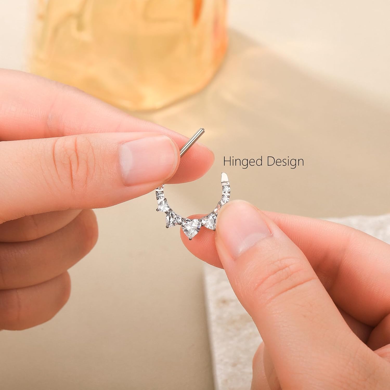 14G Titanium Nipple Piercing Jewelry for Women Higned Segment Clicker Ring Hoops D Shaped Nipple Rings - QIAO CrystalQIAO CrystalQIAO Crystal