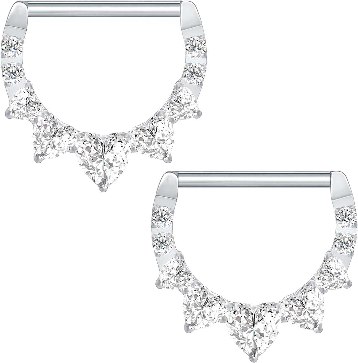 14G Titanium Nipple Piercing Jewelry for Women Higned Segment Clicker Ring Hoops D Shaped Nipple Rings - QIAO CrystalQIAO CrystalQIAO Crystal