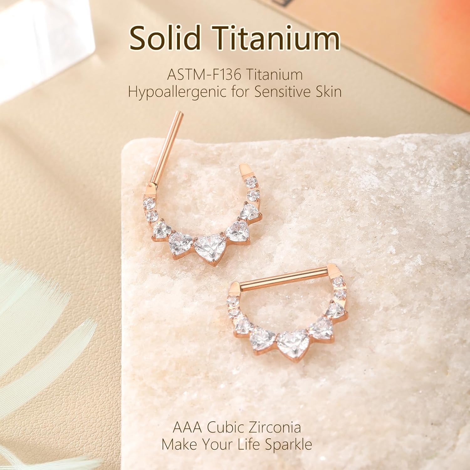  14G Titanium Nipple Piercing Jewelry for Women Higned Segment Clicker Ring Hoops D Shaped Nipple Rings - QIAO CrystalQIAO CrystalQIAO Crystal