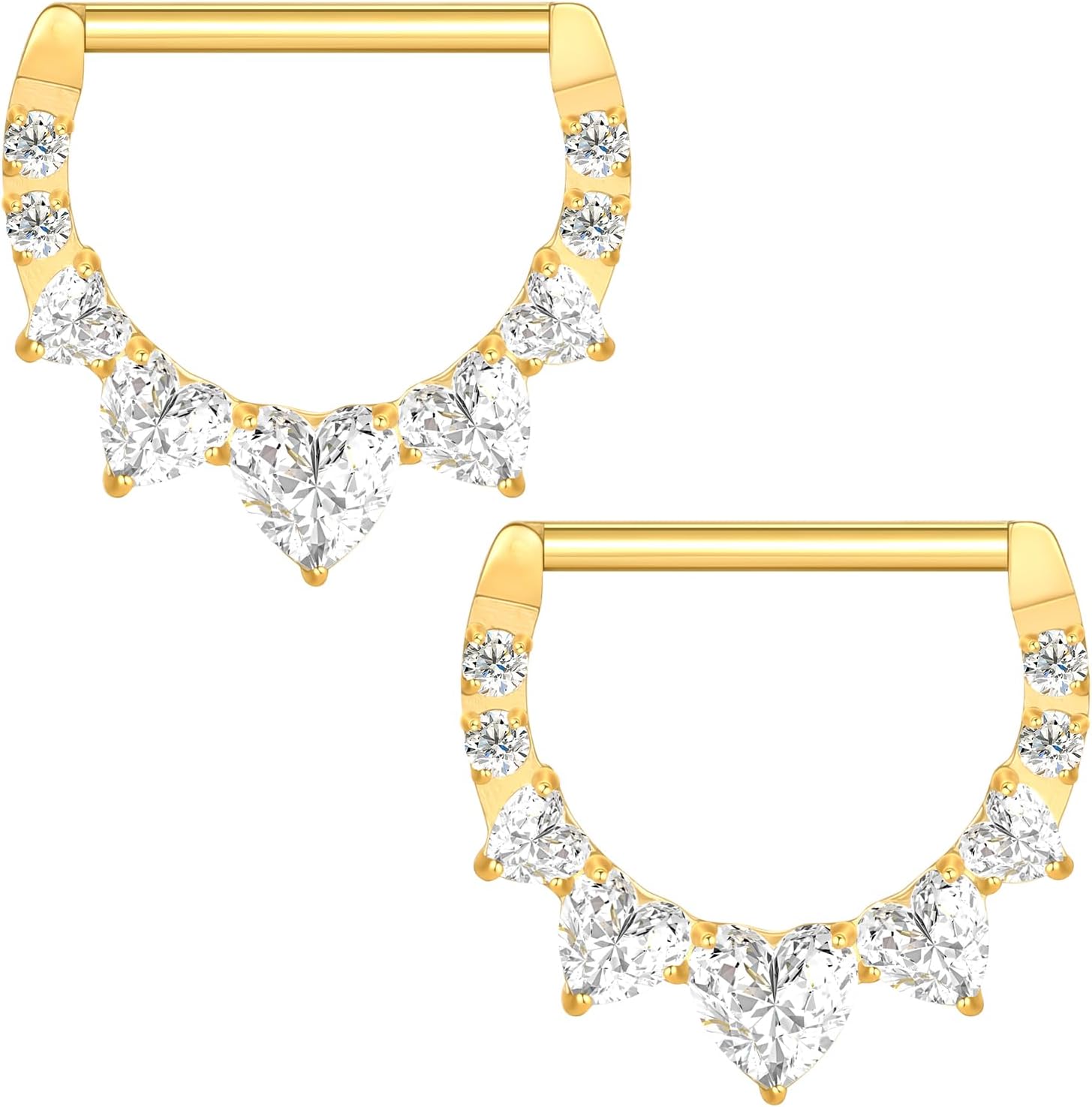 14G Titanium Nipple Piercing Jewelry for Women Higned Segment Clicker Ring Hoops D Shaped Nipple Rings - QIAO CrystalQIAO CrystalQIAO Crystal