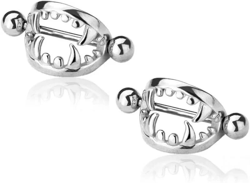 14GA 316L Stainless Steel Fang Nipple Shields