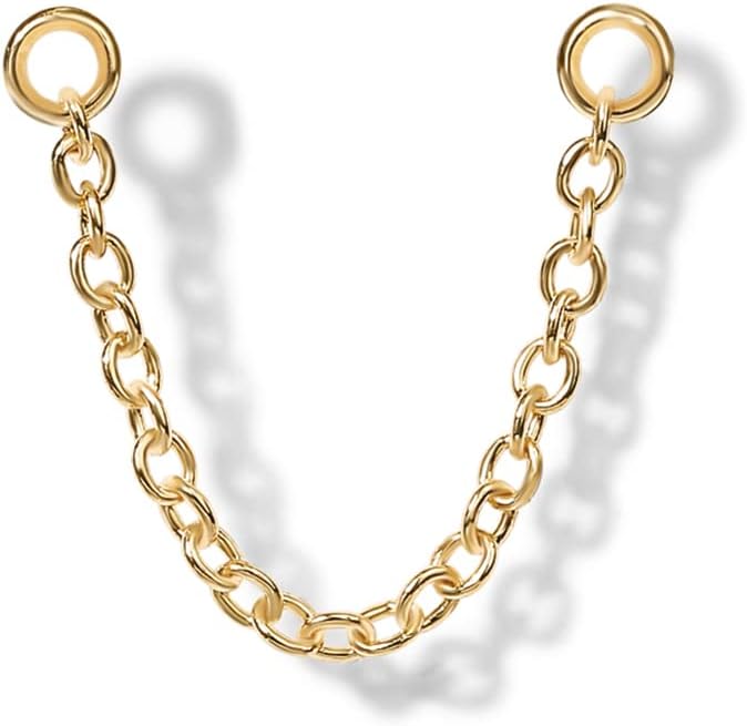 14K Earrings Chain Connectors Nose Rings Chain Studs Piercings Jewelry - QIAO CrystalQIAO CrystalQIAO Crystal