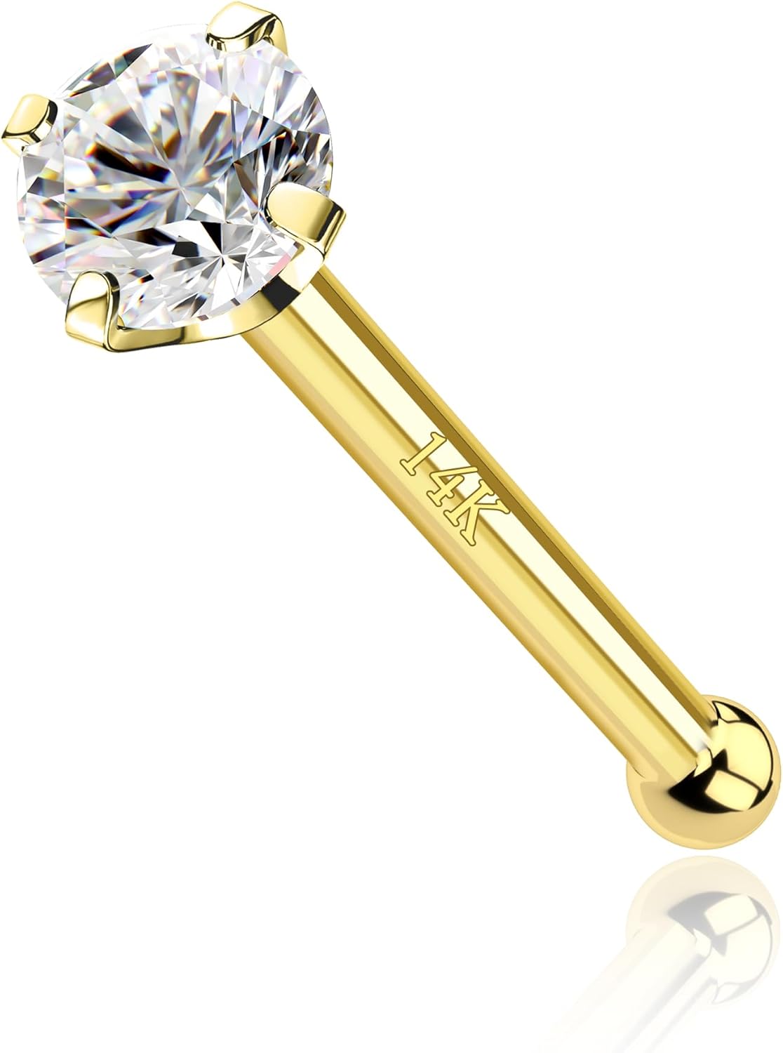 14k Solid Gold Heart Star Nose Stud 20g Bone Nose Stud Hypoallergenic - QIAO CrystalQIAO CrystalQIAO Crystal