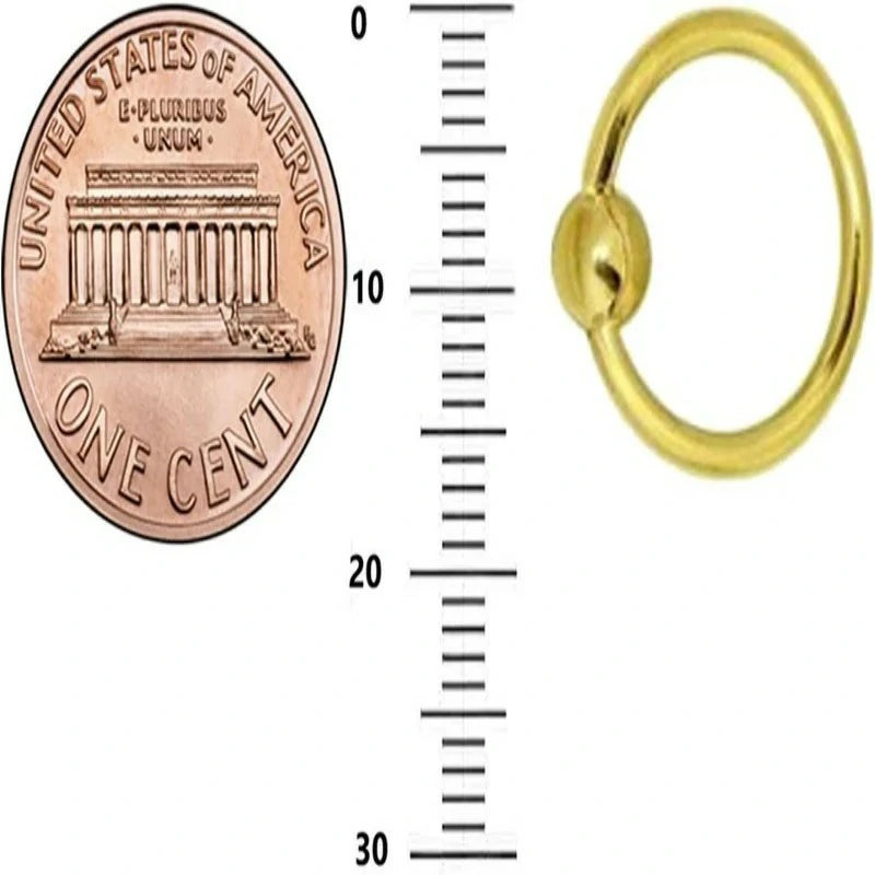 14K Solid Yellow Gold Nipple Ring Captive Bead Ring Body Jewelry 14 gauge