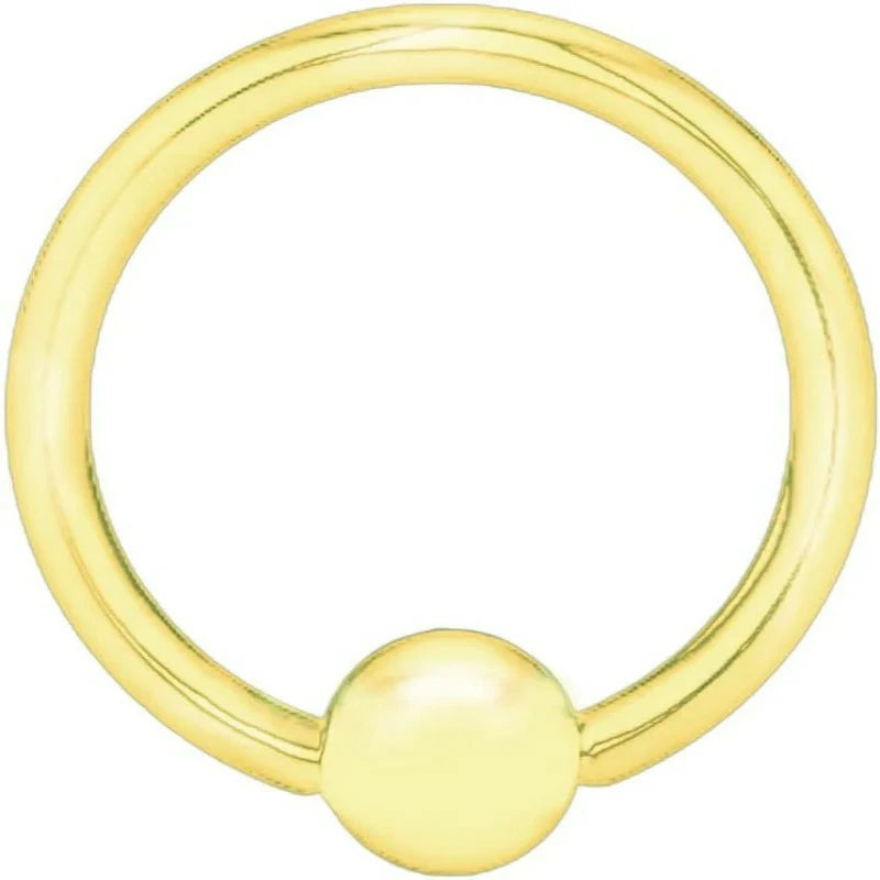 14K Solid Yellow Gold Nipple Ring Captive Bead Ring Body Jewelry 14 gauge