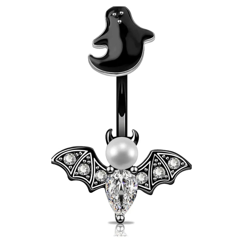Belly Button Rings Bat Belly Rings 316L Stainless Steel Belly Piercing 14g Navel Ring