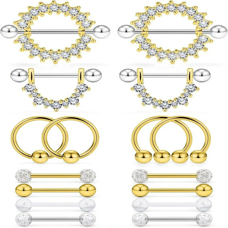 16G 14G Nipple Piercing Jewelry Tongue Rings Hypoallergenic Surgical Steel Screw Nipple