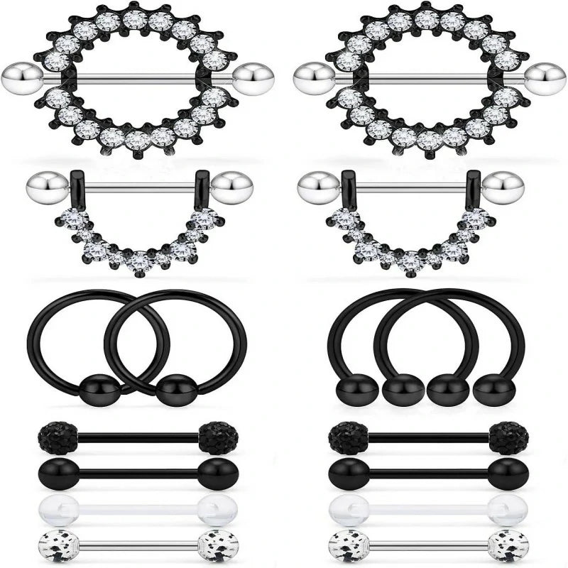 16G 14G Nipple Piercing Jewelry Tongue Rings Hypoallergenic Surgical Steel Screw Nipple