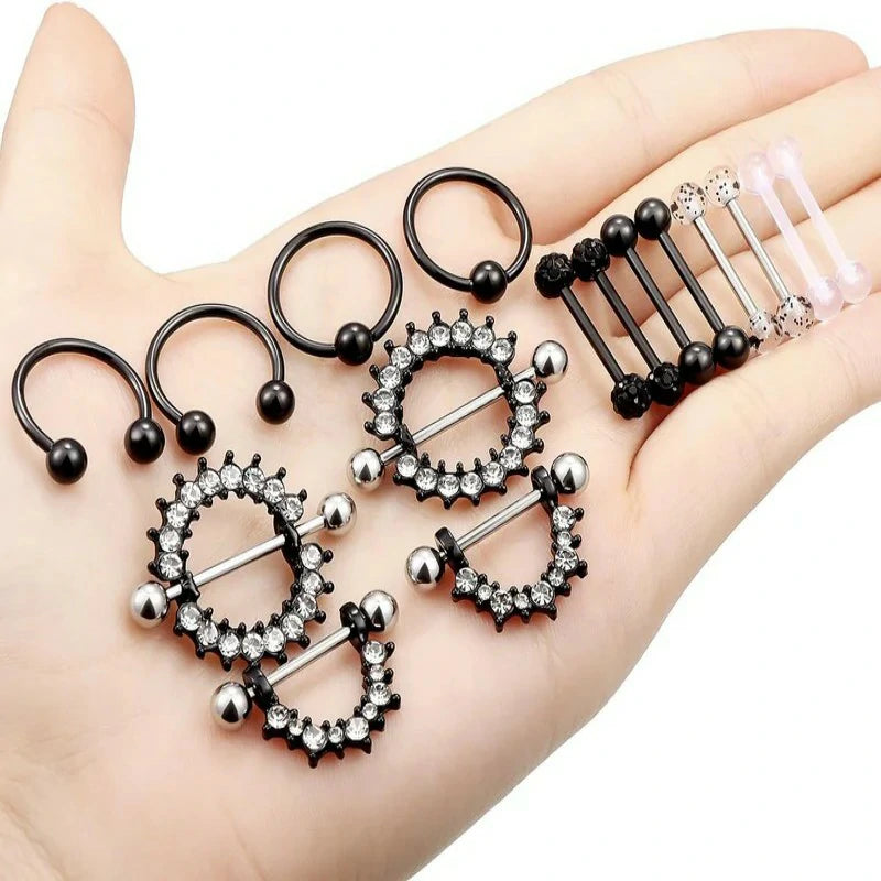 16G 14G Nipple Piercing Jewelry Tongue Rings Hypoallergenic Surgical Steel Screw Nipple
