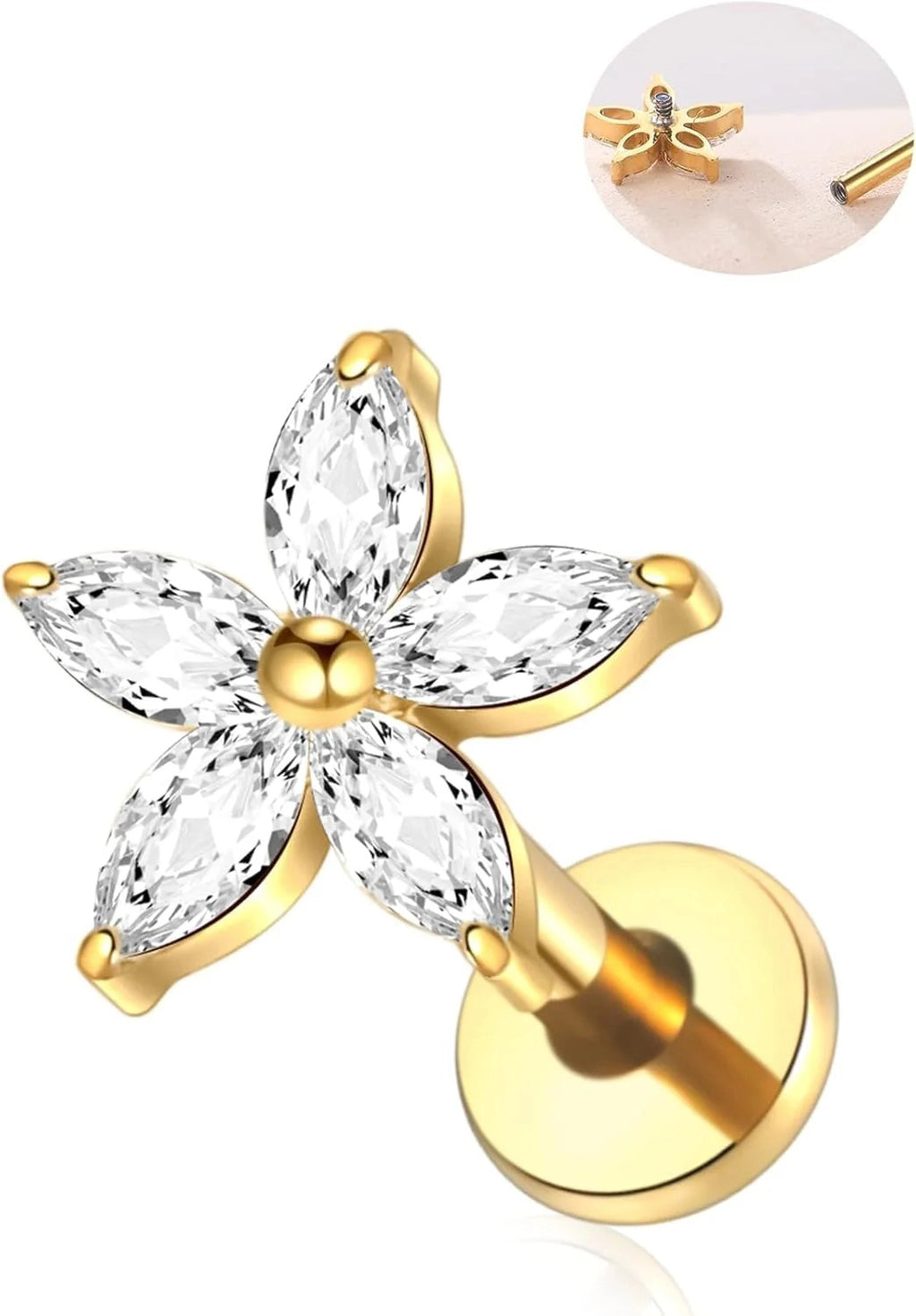 16G 8mm Titanium Flat Back Earrings Helix Tragus Conch Piercing Jewelry