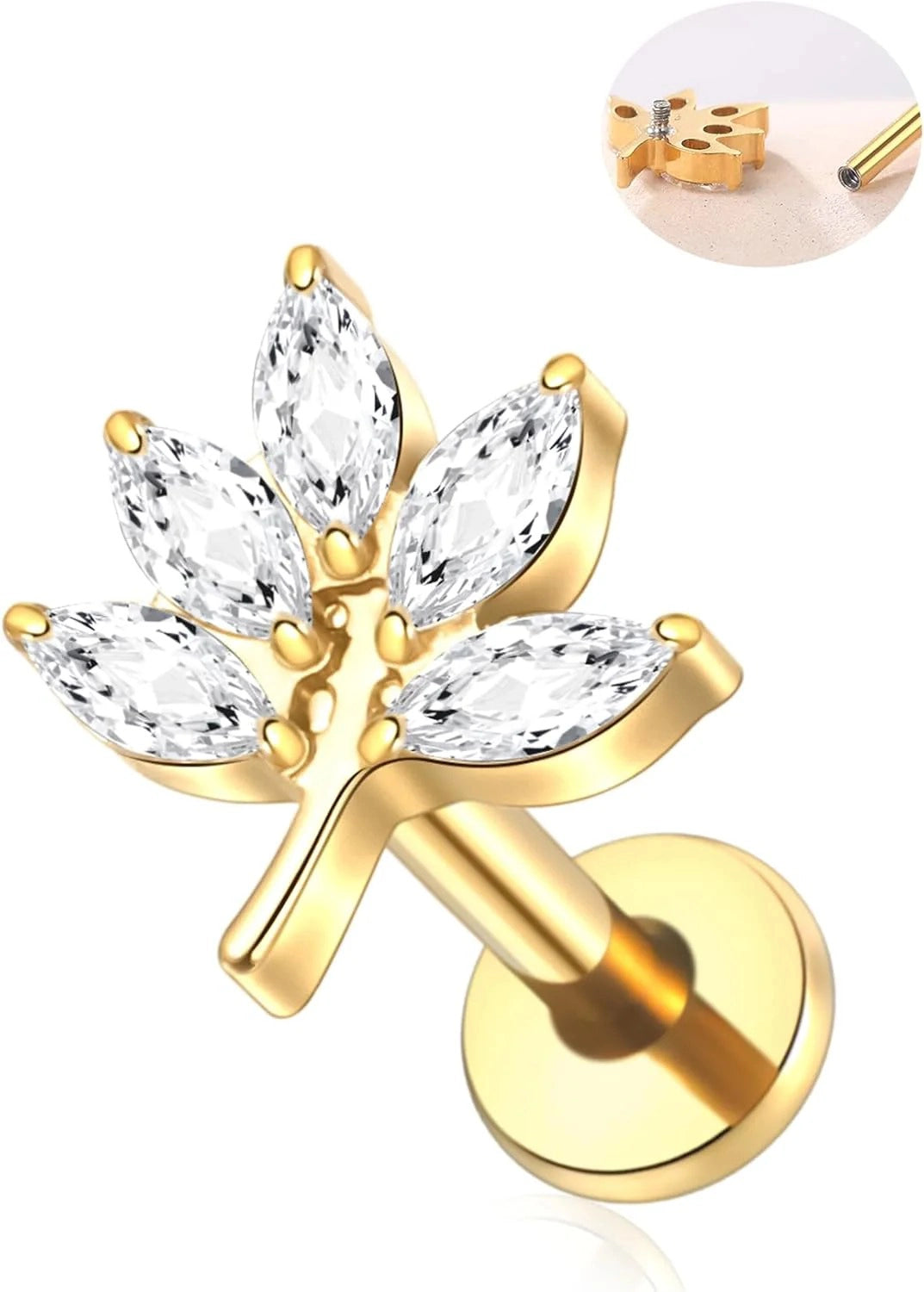 16G 8mm Titanium Flat Back Earrings Helix Tragus Conch Piercing Jewelry