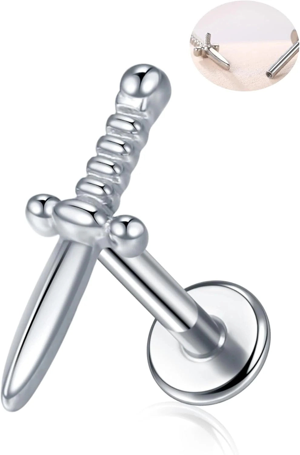 16G 8mm Titanium Flat Back Earrings Helix Tragus Conch Piercing Jewelry