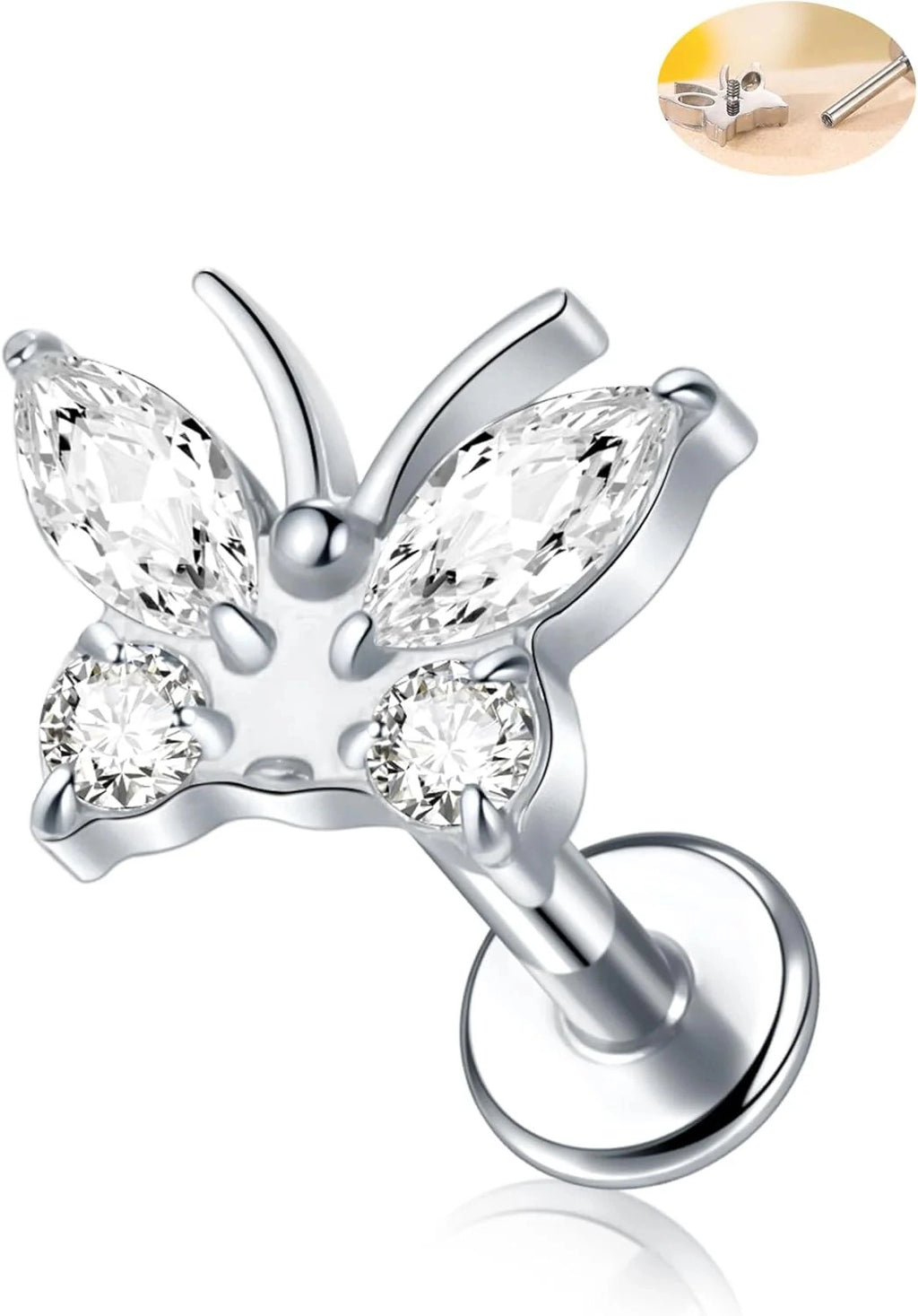 16G 8mm Titanium Flat Back Earrings Helix Tragus Conch Piercing Jewelry