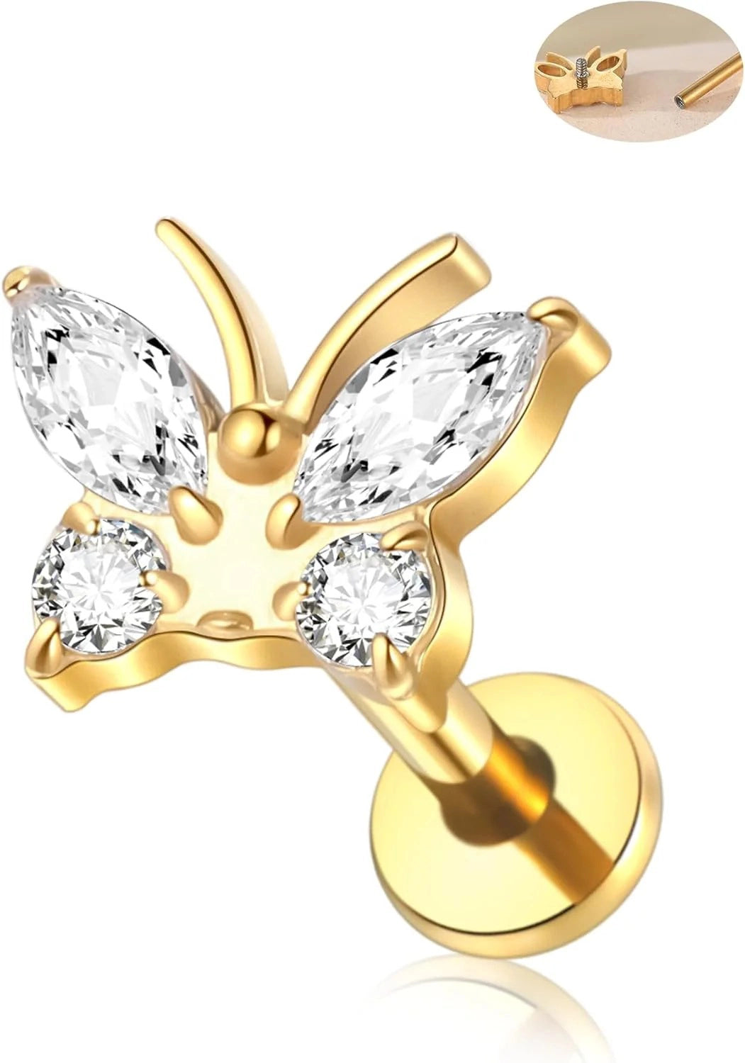 16G 8mm Titanium Flat Back Earrings Helix Tragus Conch Piercing Jewelry