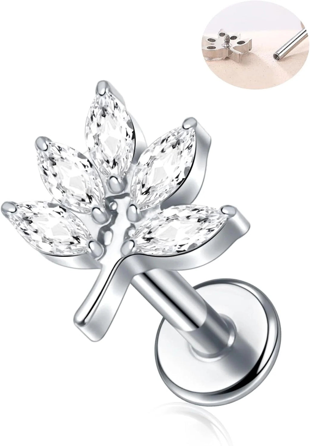 16G 8mm Titanium Flat Back Earrings Helix Tragus Conch Piercing Jewelry