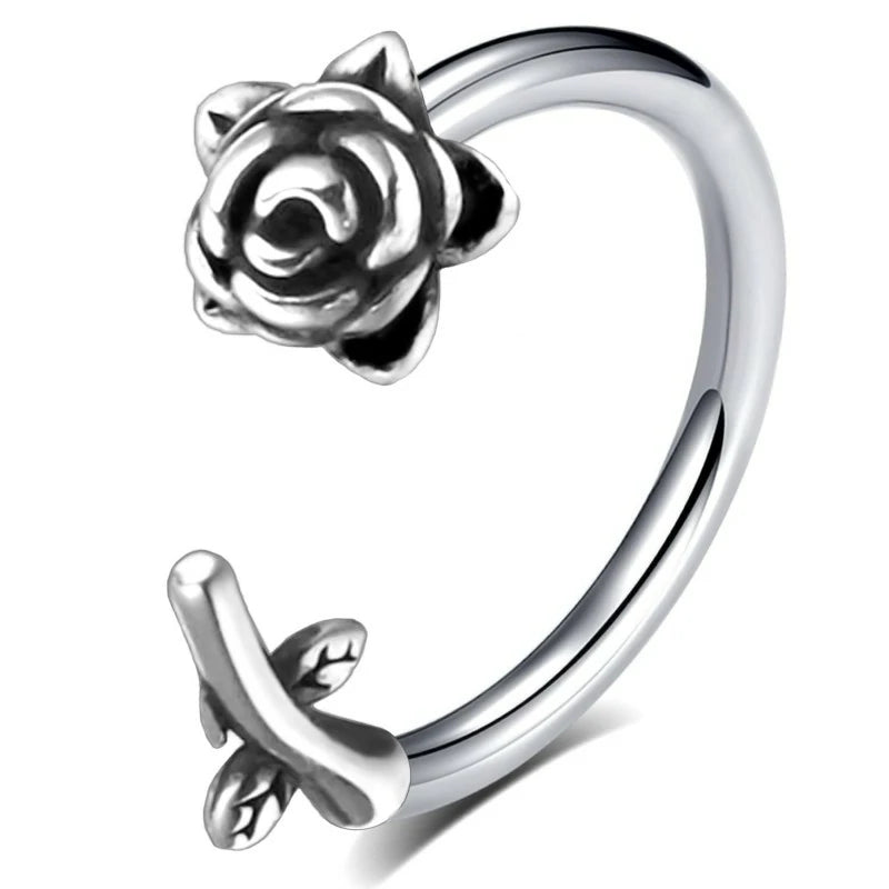 16G Rose Flower Lip Rings Surgical Steel Snake Bite Jewelry Horseshoe Labret Jewelry