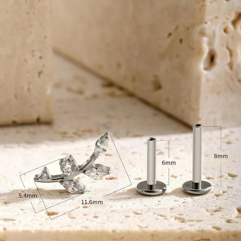 16G Titanium Flat Back Earrings Hypoallergenic Piercing Jewelry Internal Thread