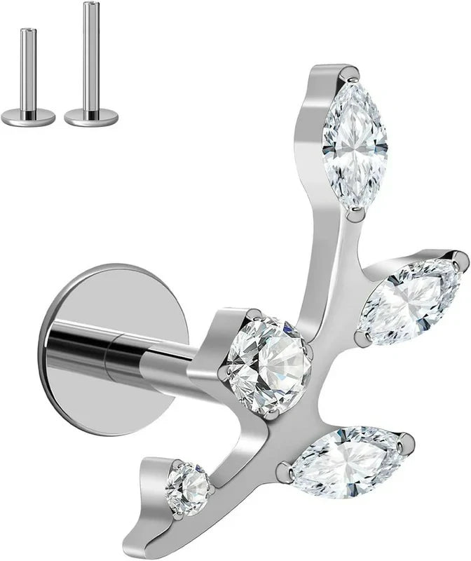 16G Titanium Flat Back Earrings Hypoallergenic Piercing Jewelry Internal Thread