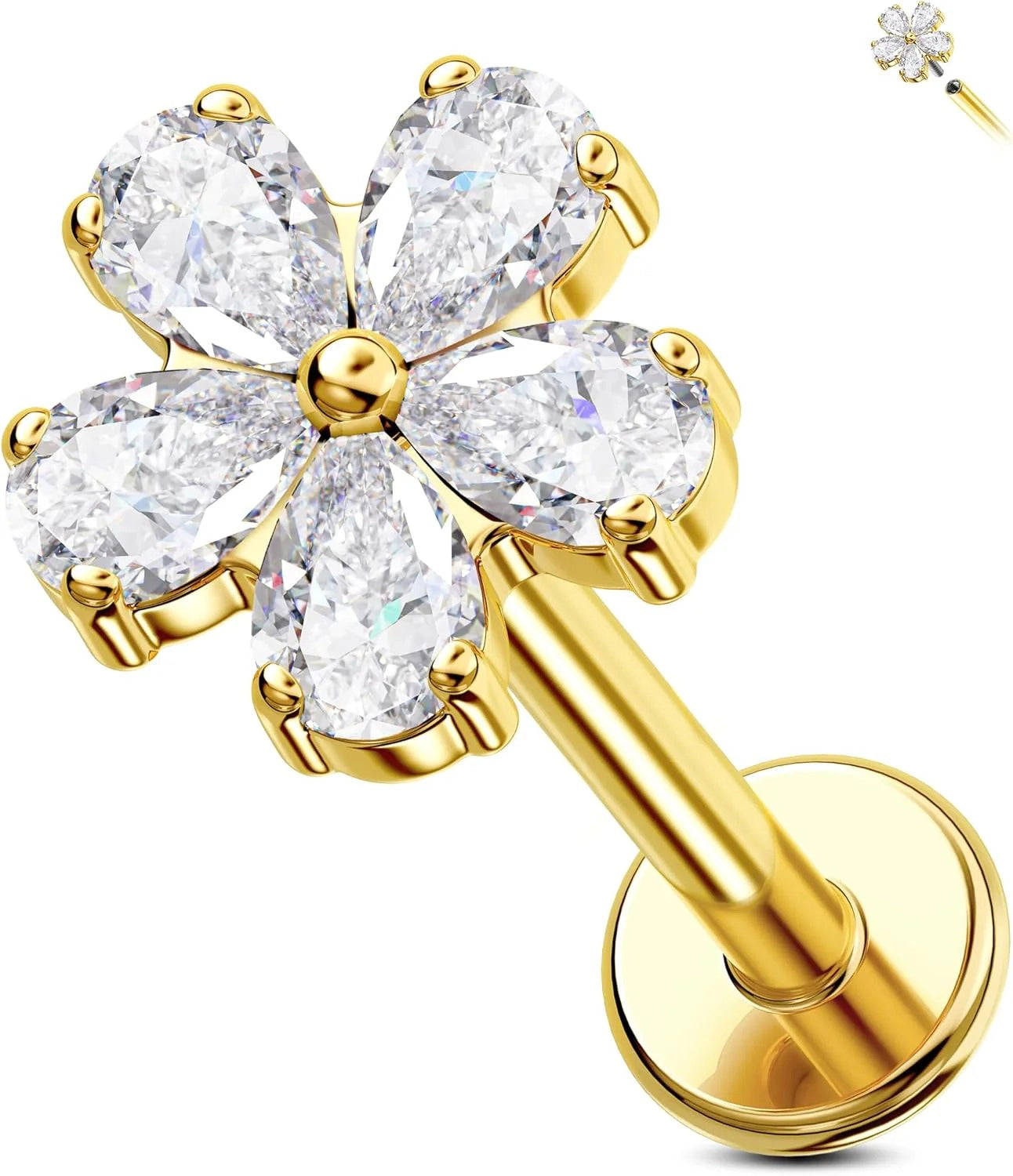 G23 Titanium Helix Earrings 16G Internally Threaded Cartilage Earring Stud Flower Helix