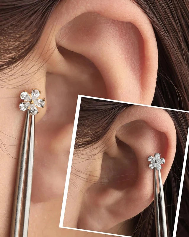 G23 Titanium Helix Earrings 16G Internally Threaded Cartilage Earring Stud Flower Helix